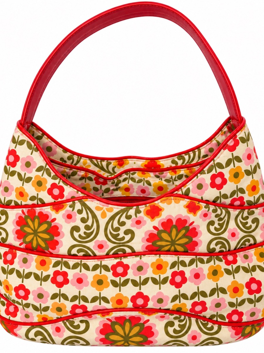 Vera Bradley Floral Shoulder Bag in Red, Pink, Green and Orange
